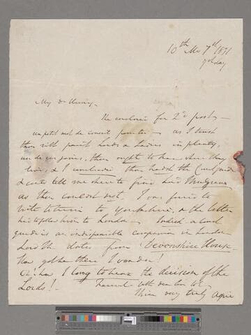 Opie, Amelia (Alderson). Letter to Henry Perronet Briggs