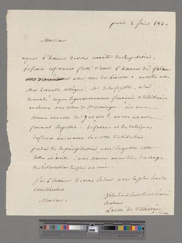 Laisne de Villeveque. Letter to Thomas Clarkson