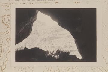 Southwest out of Olla Vieja Cave; Osiris Temple. The top of Ra is upper left