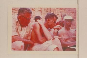 Briefing at Harding Rapid. Jack Reynolds; Jim Austin; Dock Marston. Jack has print