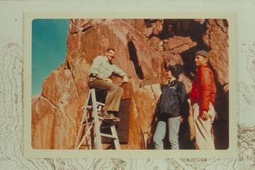 Jim Bailey; Frankie Strathairn; Harvey Butchart. Placing of 1934 plaque at Separation Canyon