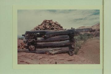 Base for water wheel. Barton's trading post at the Rincon