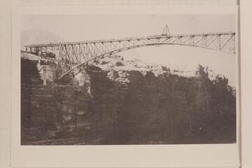 Navajo Bridge almost completed. Copy of print in David C. Lowrey collection