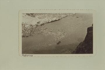 The first of Bus Hatch boloneys dropping into the riffle below the suspension bridge at Bright Angel Creek