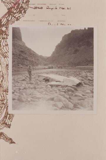 Wreck of the "Ben Hurt" on the island at Mile 203.1. The wreck was not reported by the Harris-Brennan party which passed this point 1962, June 17