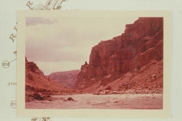 Down in One Mile Rapid from approximately Mile 204 1/2. The point of loss of the No. 1 boat of the Best Expedition on July 21, 1891