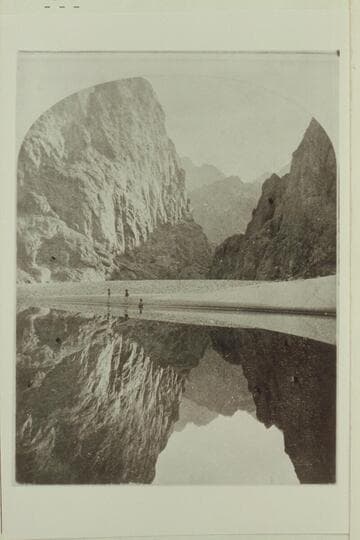 "View down Black Canon from Mirror Bar". The walls repeated by reflection. Wheeler Expedition of 1871