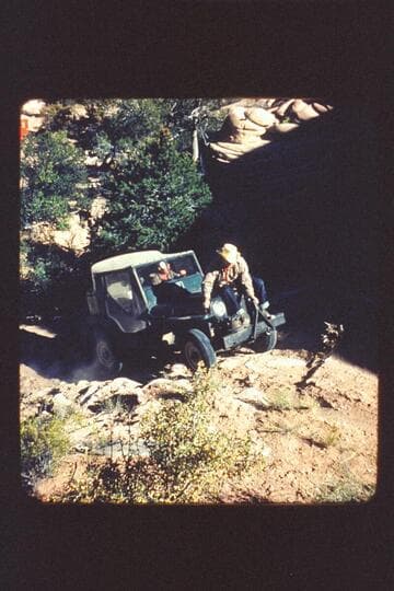 Frank riding jeep