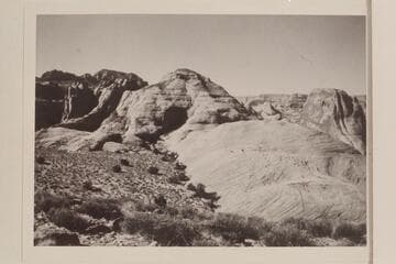 Across head of 73.6 from Black Brush Mesa. Butte 6069 is upper left. Cummings Mesa on skyline at upper right. The butte at right is between the northeast and middle forks