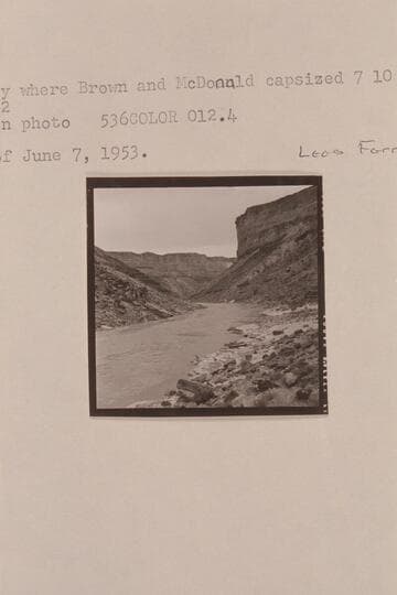 The eddy where Brown and McDonald capsized 1889, July 10. Mile 12. Camp of 1953, June 07