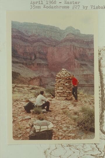 Explorers Monument on the Tonto up river from Royal Arch Creek. Jorgen Visbak stands by the monument