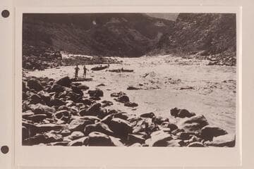 "Boulder" and "Glen" in Dubendorf Rapids. Photo No. 68 in Lint album