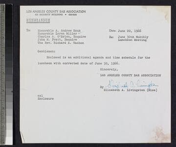 Memo and schedule