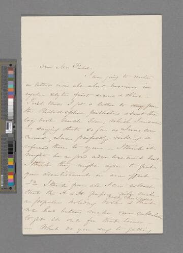 Stowe, Harriet Beecher. Letter to James Thomas Fields