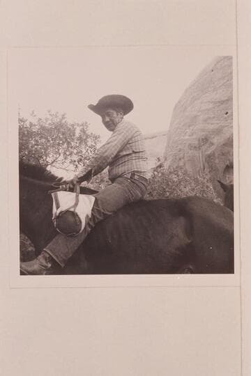 Dan Lehi Willetson rounds up the stock. Camp in middle fork of 73.6