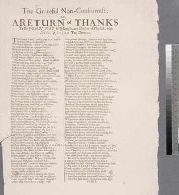 The grateful non-conformist or, A return of thanks to Sir John Baber Knight, and Doctor of Physick, who sent the author ten crowns