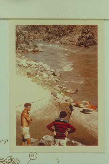Down from beach at Travertine Fall; Buzz Belknap and Dock Marston