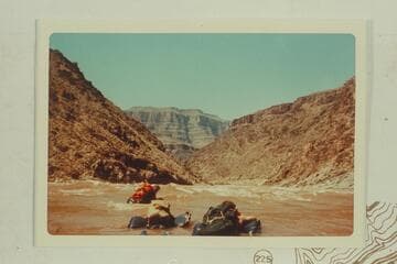 Diamond Creek Rapid. Bill Mooz ahead; then Liz and John