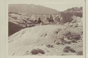 Approach to head of Lehi Canyon. Navajo Mountain at top. 6069 upper right
