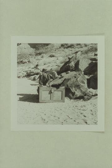 Disney filming of "The Colorado River Story." John Beal as Major Powell. Jim Drury as Walter Powell. Colorado River above Moab
