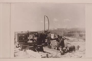Drilling equipment used in anchoring the cable rigs at the Rim of Marble Canyon. Lower Marble Canyon damsite, Mile 39