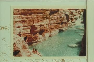 Up the lagoon at mouth of Havasu Creek. Swimmers at lower left
