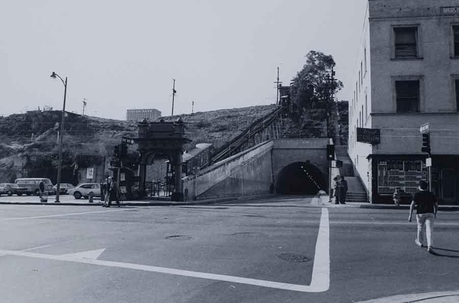 Angels Flight, photographed in early 1969, before its closure on May 18, 1969. Unidentified photographer.